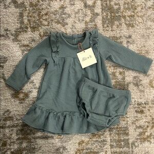 Ettie + H Ruffled Baby Dress Set in Green